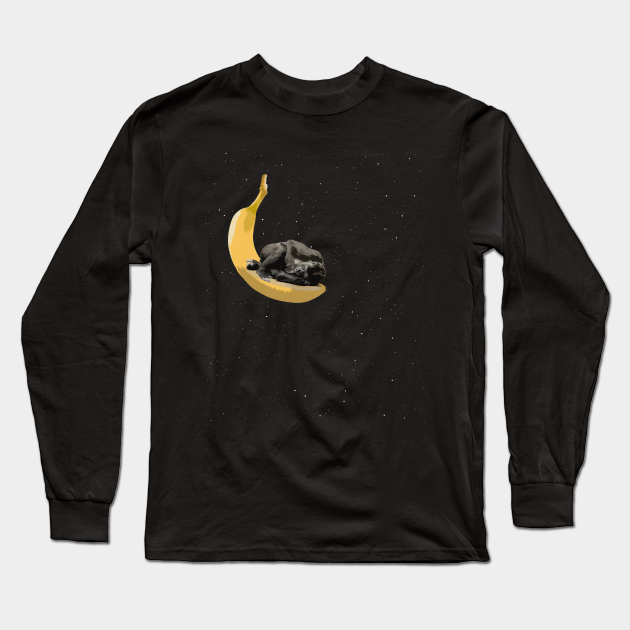 Ape on Banana Moon - Funny - Long Sleeve T-Shirt | TeePublic