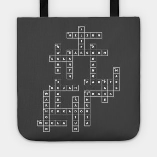 (1912APOM-D) Crossword pattern with words from a famous 1912 science fiction book. [Dark Background] Tote