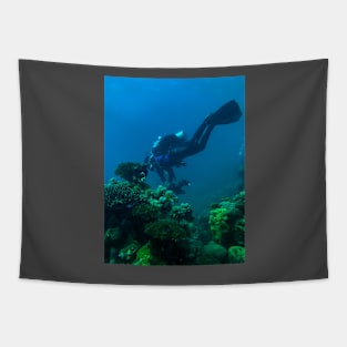 Coral Reef and Scuba Diver Tapestry