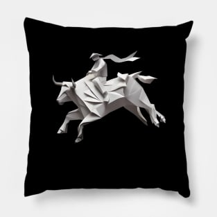 Origami Bull Rider Pillow