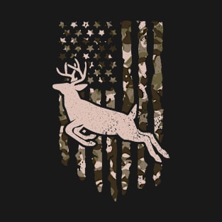 American Deer Hunting Camo camouflage US Flag T-Shirt