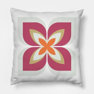 Modern Bold Stylized Flower in sunset tones of orange and hot pink Pillow