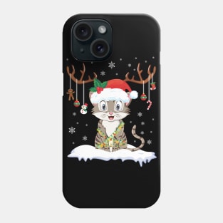 Cat Reindeer Santa Noel Costume Dancing On Snow Merry Xmas Phone Case