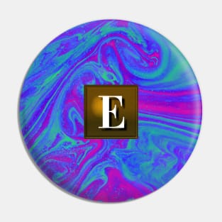 Vaporwave Monogram E | Acrylic Liquid Pour Art Pin