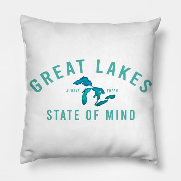 Great Lakes State of Mind Blue Lakes Pillow by GreatLakesLocals