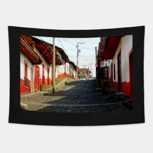 Rue pavé de Patzcuaro, Mexique Tapestry