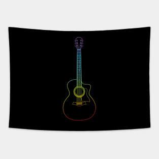 Auditorium Style Acoustic Guitar Colorful Outline Tapestry