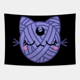 Purple Moon Cat Yarn Ball Tapestry