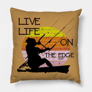 Vintage Sunset Retro Sunrise Black Kitesurfer Silhouette 5 Pillow