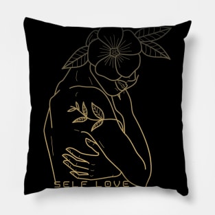 Self love - Self worth Flower Silhouette Pillow