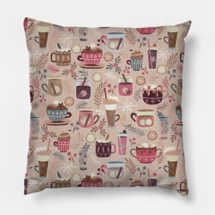 Festive Winter Beverages Pillow