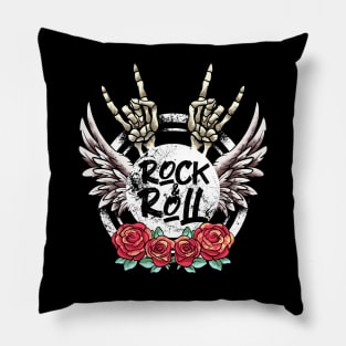 Lets Rock Rock&Roll Skeleton Hand Retro Vintage Rock Concert Pillow