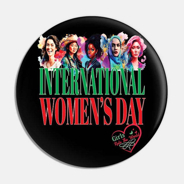 International Women's Day Girls Rule The World Peace Equity Pin by Envision Styles