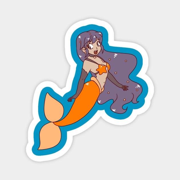 Orange Tailfin Mermaid Magnet by saradaboru