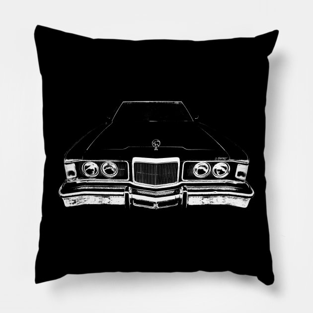 Mercury Cougar 1970s classic American luxury car monoblock white Pillow by soitwouldseem