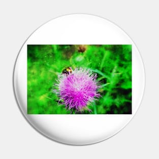Pink Flowering Thistle With Bee Pin