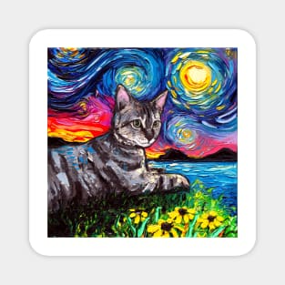 Tabby Tiger Cat Starry Night Magnet