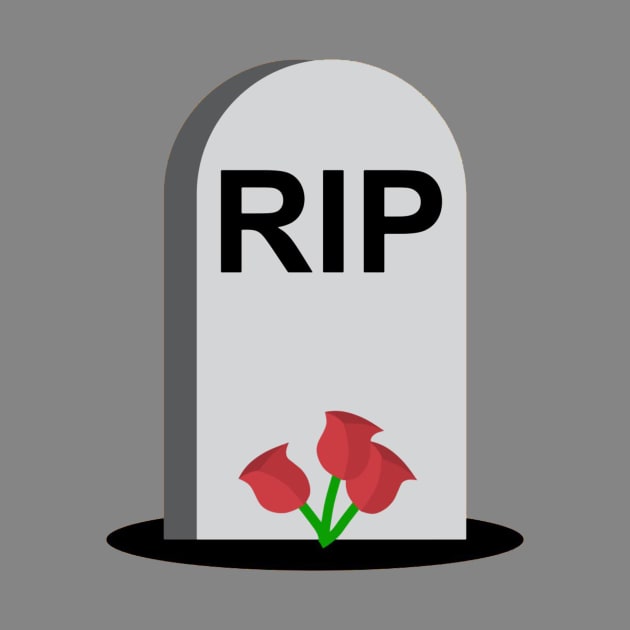 RIP Gravestone and Roses Design by VernenInk