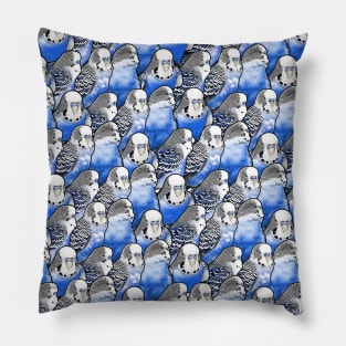 Funny Blue English Budgie Parrot Bird Pattern Pillow