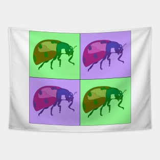 Ladybug Pop Art - Purple and Green Tapestry