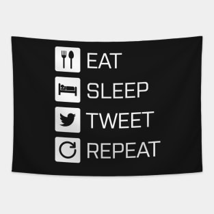 Eat Sleep Tweet Repeat Tapestry