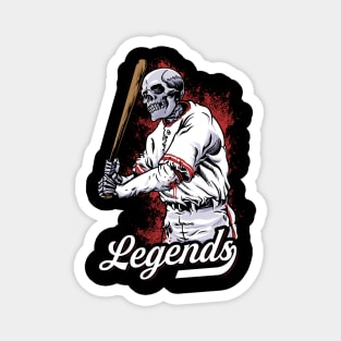 Skull Legends Baseball Player Magnet