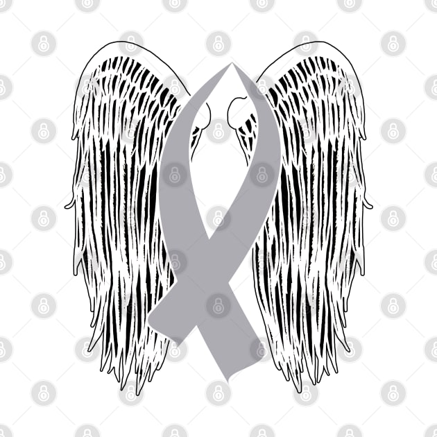 Winged Awareness Ribbon (Gray Ribbon) by BlakCircleGirl