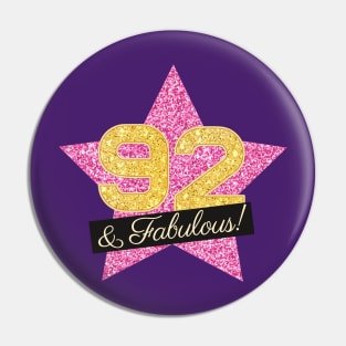92nd Birthday Gifts Women Fabulous - Pink Gold Pin