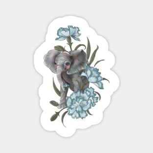 Baby elephant with January’s birth flower the Carnation - Baby Room Magnet