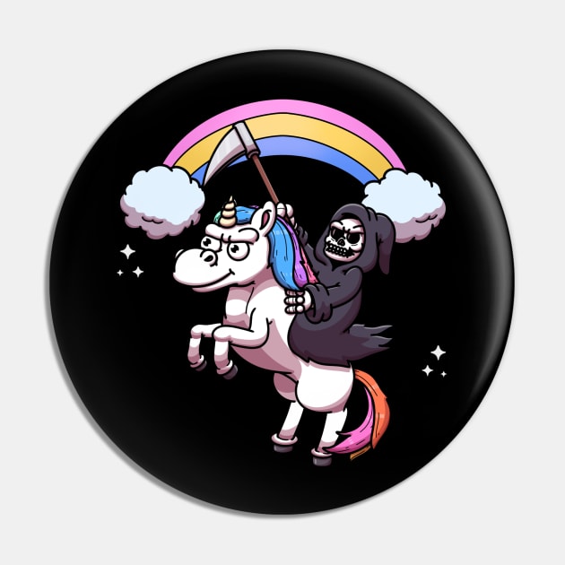 Grim Reaper Riding Unicorn Rainbow Edition Pin by TheMaskedTooner