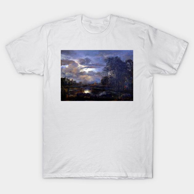 Aert van der Neer Moonlit Landscape with Bridge - Landscape - T-Shirt