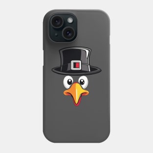 Turkey head face with pilgrim head thanksgiving design Phone Case