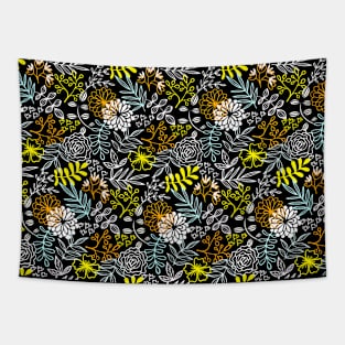 Colorful Floral Pattern - Minimalist Flowers Design Tapestry