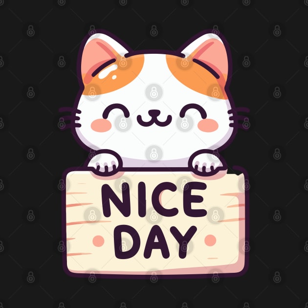 Cute Kitten's Greeting. Kitten's says "NICE DAY" by T-Shirt Paradise
