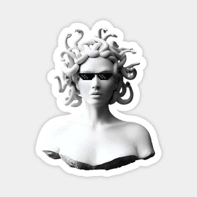 Greek Mythology Medusa Creature with Funny Deal with it Glasses Magnet by XOZ