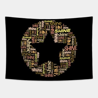 Word collage: SHINE + star (shades of yellow, gold, and orange) Tapestry