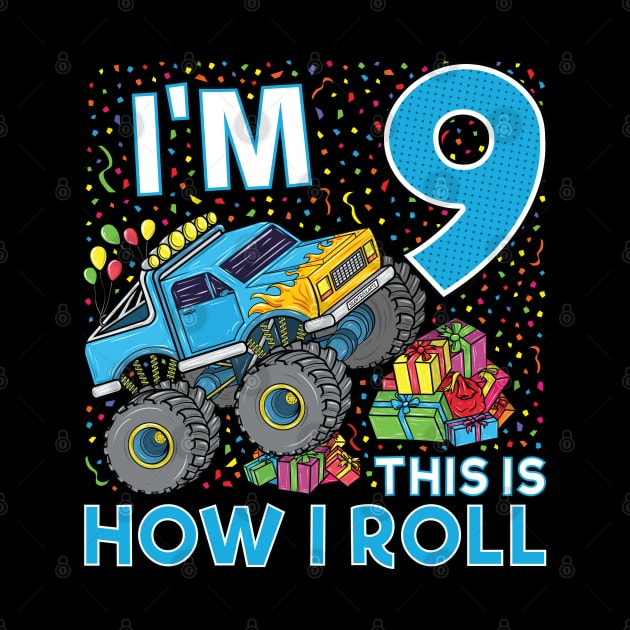 9th Birthday Monster Truck Party Gift 9 Year Old Boy by silentsoularts