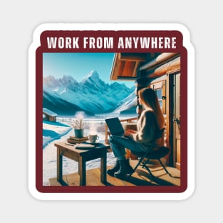 Work From Anywhere - Woman in Mountains and Snow Magnet