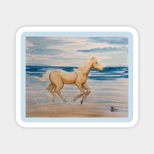 The horse running on the beach Magnet