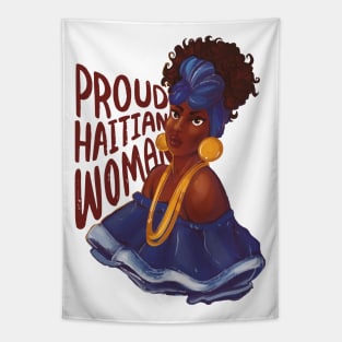 Happy Haitian Flag Day Celebration Haiti Proud Woman Tapestry