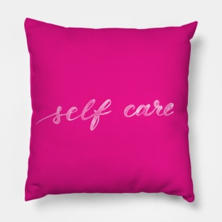 Self care - pink background Pillow