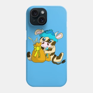 kawaii cow with a sack of hay Phone Case