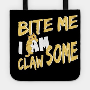 Bite me i'm Claw-some Cute Biting Cat Tote