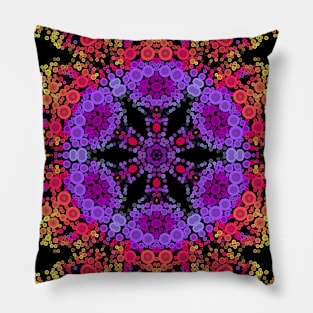 Dot Mandala Flower Purple Orange and Yellow Pillow