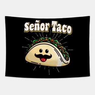 Señor Taco Funny Kawaii Mexican Food Tapestry