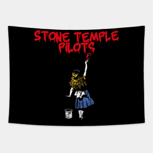 stone temple and red girl Tapestry