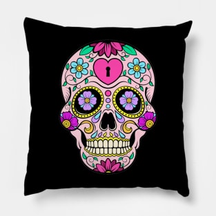 Sugar Skull tattoo Pink Pillow