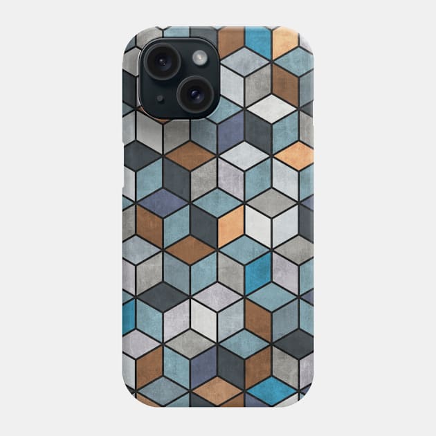 Colorful Concrete Cubes - Blue, Grey, Brown Phone Case by ZoltanRatko