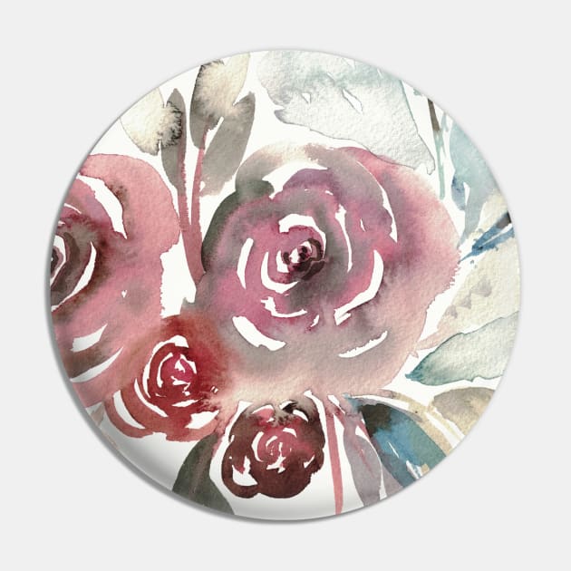 Flowing Watercolor Roses Pin by Amplified Watercolors 