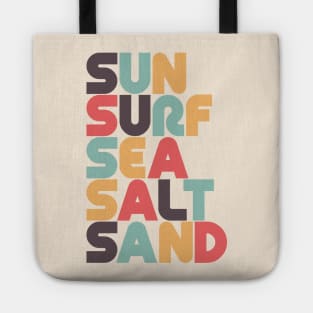 Retro Sun Surf Sea Salt Sand Typography Tote